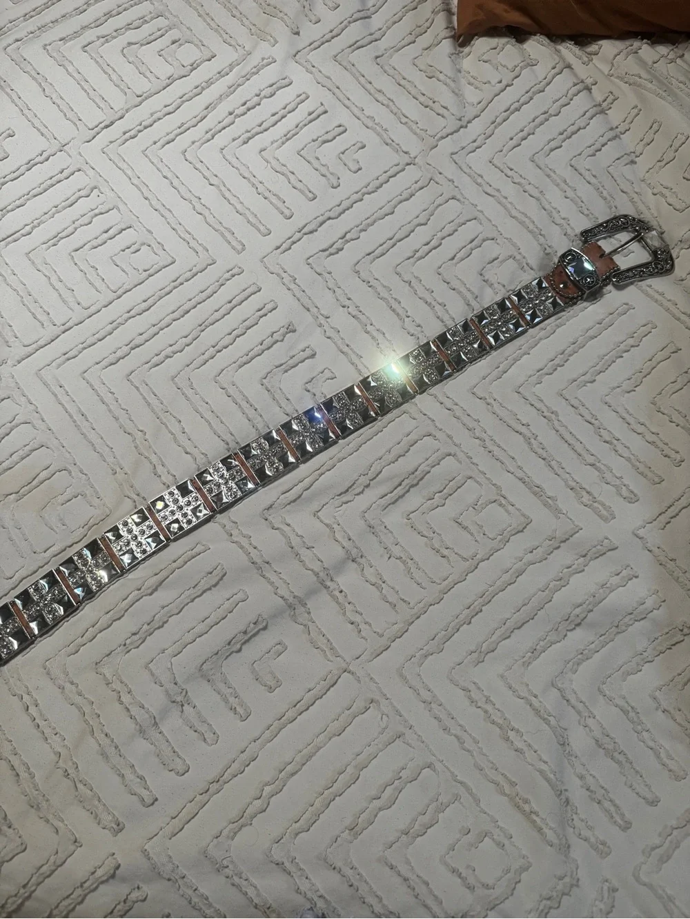 Leather and rhinestone belt M